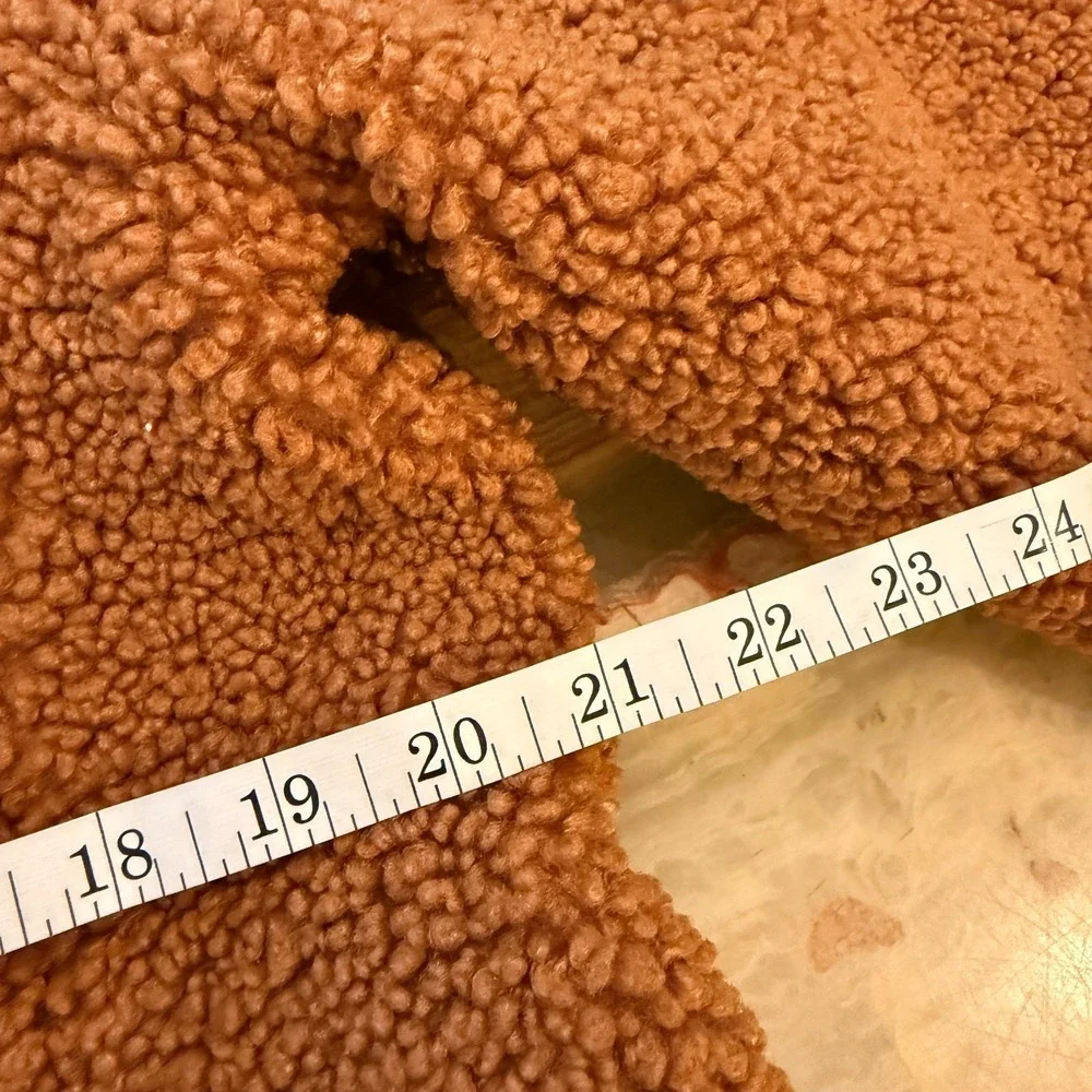 J.Crew Womens Sherpa Topcoat Brown Double-Breasted Teddy Lined Winter Size LP‎